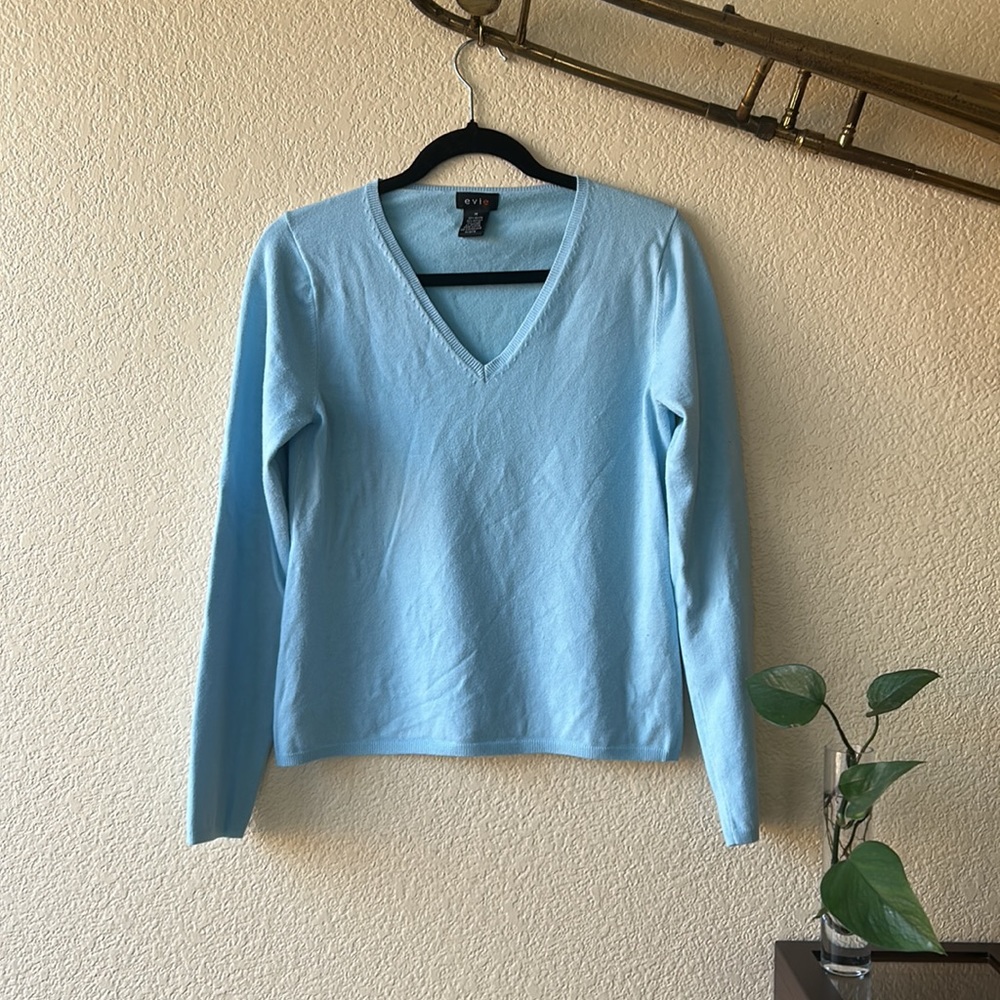 Evie Light Blue V Neck Sweater